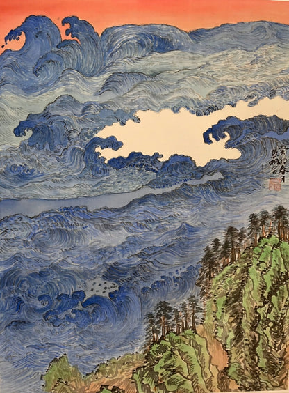 Master pure hand-painted Chinese landscape painting living room decorative painting office hanging painting sofa background wall painting backrest painting