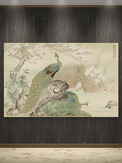 Two-Peacock Silk Gongbi Artworks: Craftsmanship & Symbolic Beauty