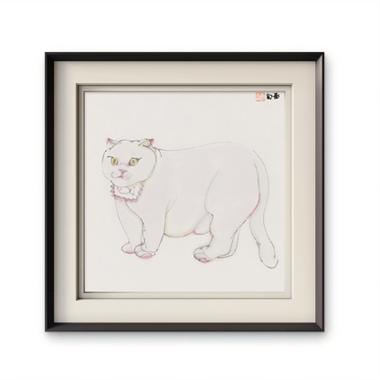 Modern simple white cat children's room decoration painting