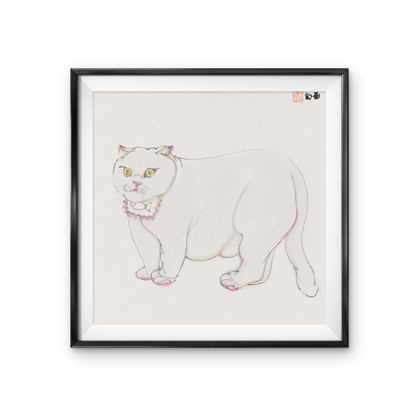 Modern simple white cat children's room decoration painting