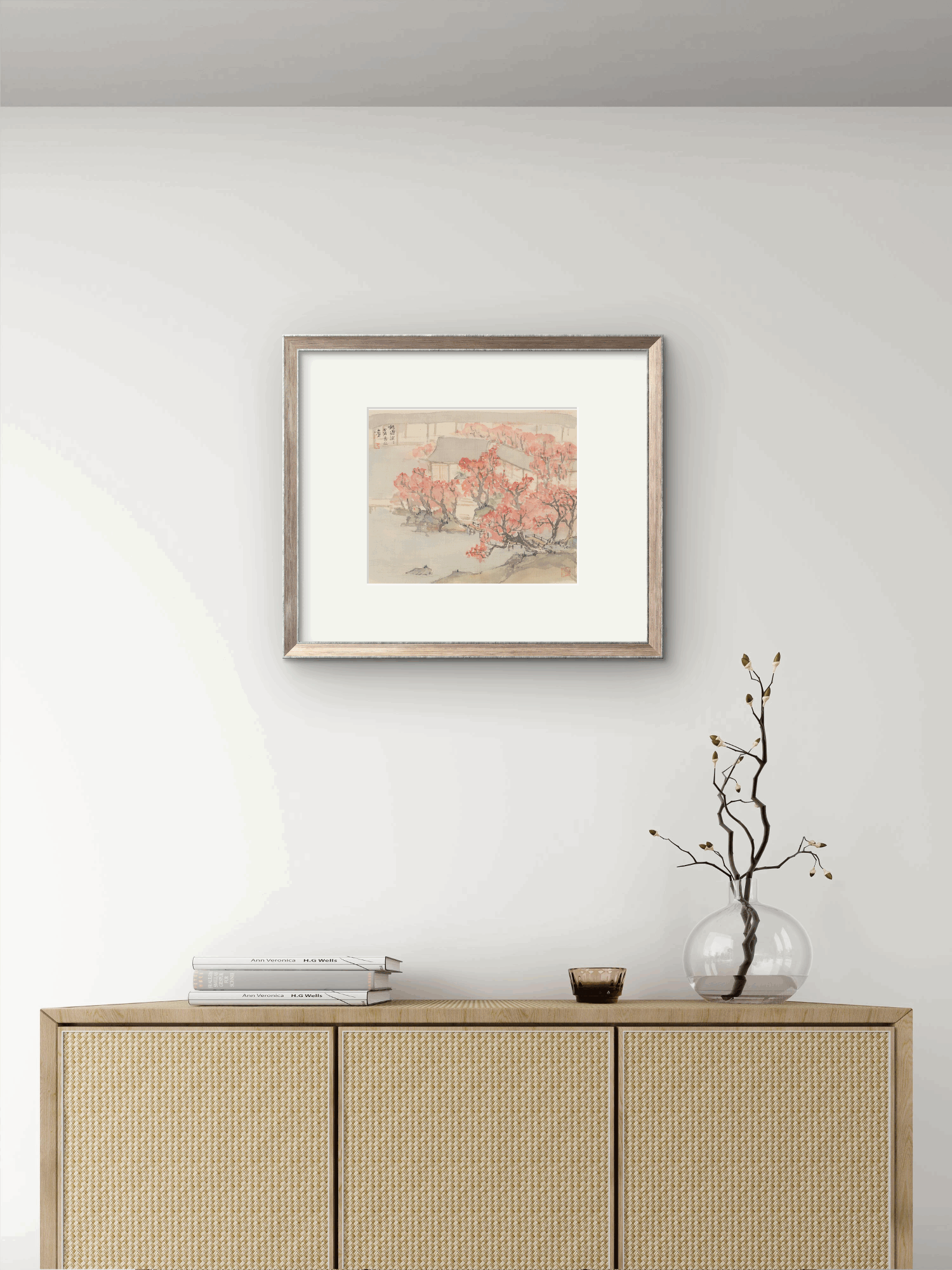 Cherry Blossoms by the Serene Lake: Timeless Beauty - 10.24 x 9.06" - Sigurai