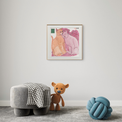 Modern simple cat children's room living room decorative painting